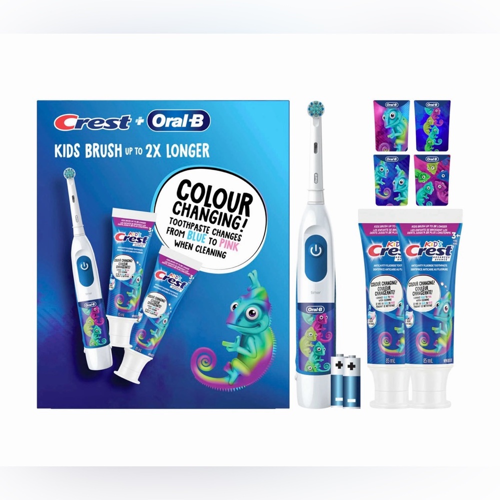 ✅ Oral-B Kids Electric Toothbrush & Color Changing Toothpaste Set Brand New Box!